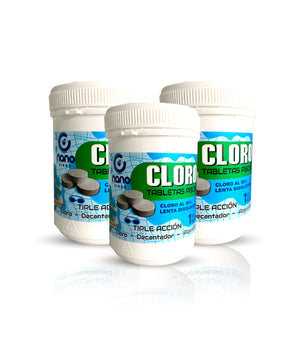 PASTILLAS DE CLORO TRIPLE ACCION PARA PISCINA NANO CLEAN 6 KILOS