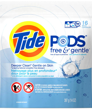 DETERGENTE TIDE PODS FREE AND GENTLE 16 UNID