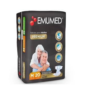 PAÑAL ADULTO EMUMED PREMIUM M/20 UNIDADES