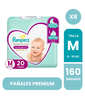 MANGA DE PAÑALES PAMPERS PREMIUM CARE 8  PAQUETES