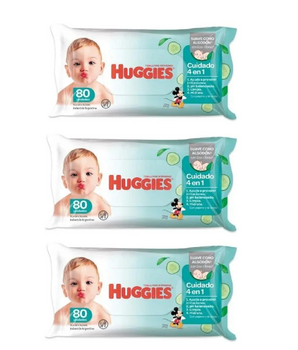 Toallitas Húmedas Huggies One And Done 3 Paquetes De 80 Unidades
