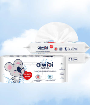PACK 3X TOALLITAS HUMEDAS AIWIBI 99% AGUA 80 UNIDADES