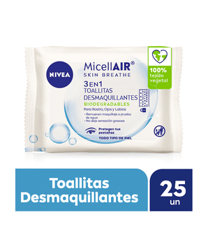 TOALLITAS DESMAQUILLANTES NIVEA 3 EN 1 25UNID