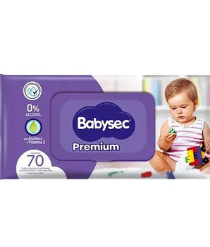 Pack x 3 Toallitas Húmedas Babysec Premium con tapa 70 Unidades c/u