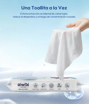 CAJA 12X TOALLITAS HUMEDAS AIWIBI 99% AGUA 80 UNIDADES