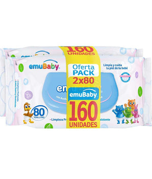 TOALLITAS HUMEDAS EMUBABY 2X80 PACK 160 CON TAPA