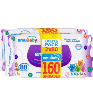TOALLITAS HUMEDAS EMUBABY 160U SIN TAPA