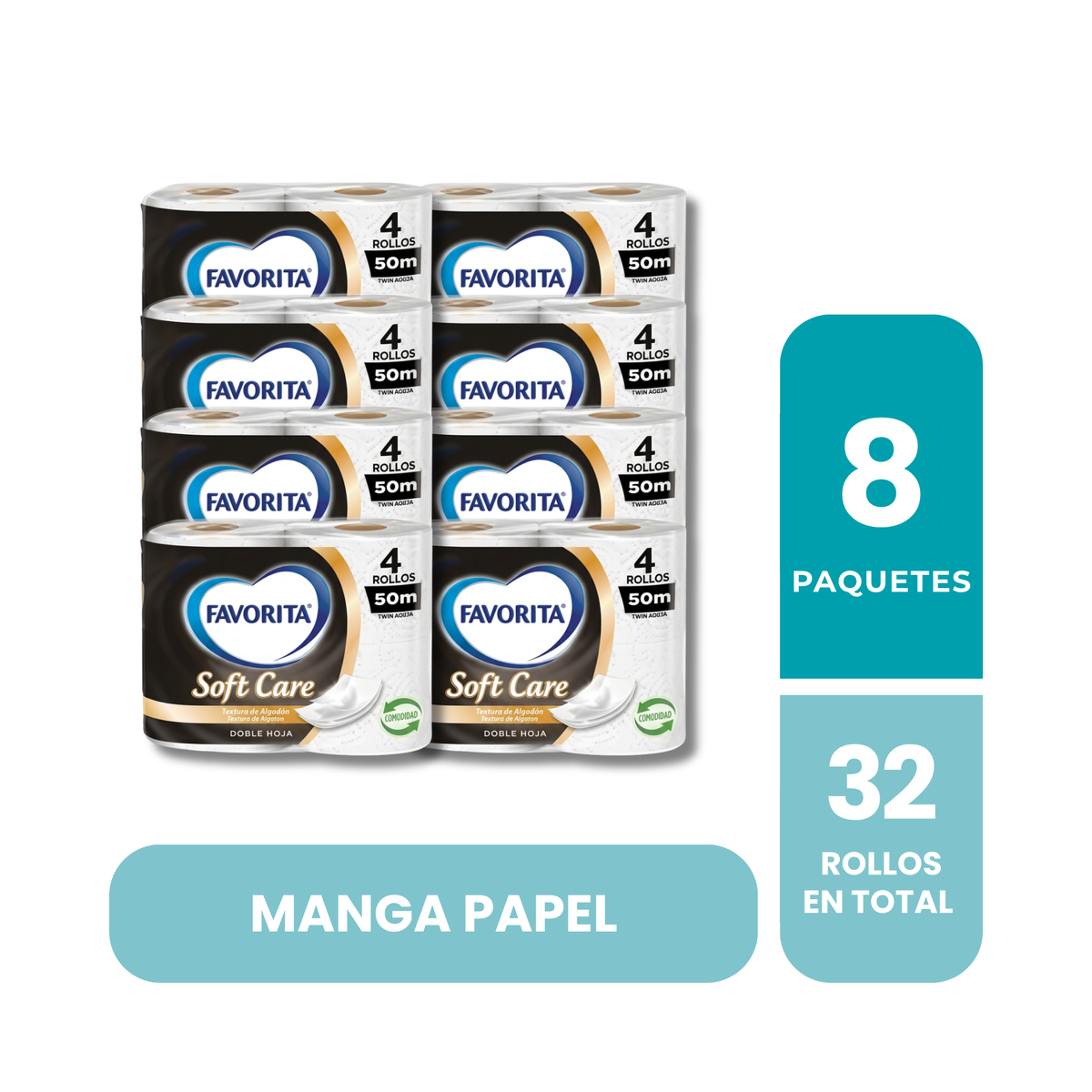 MANGA PAPEL HIGIENICO FAVORITA SOFT CARE 50M