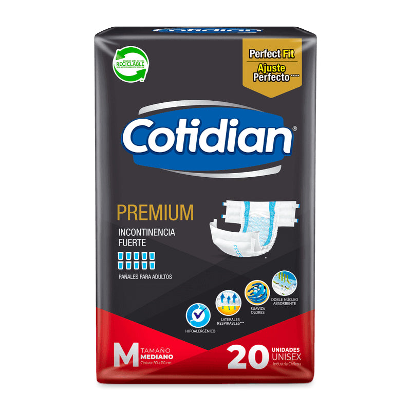 PAÑAL COTIDIAN PREMIUM TALLA M 20 UNIDADES