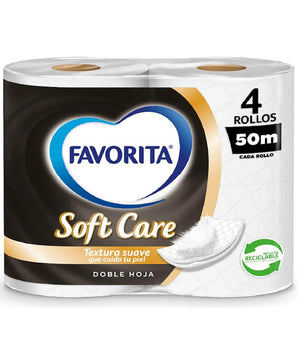 PAPEL HIGIENICO FAVORITA SOFT CARE 50M 4 ROLLOS