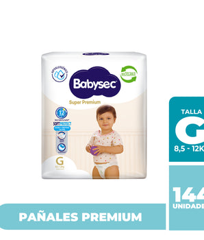 8 Paquetes de Pañales Babysec Super Premium
