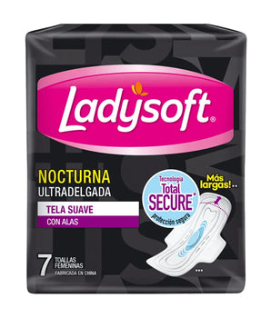 TOALLA FEMENINA LADYSOFT NOCTURNA ULTRADELGADA TELA SUAVE 7UNIDADES