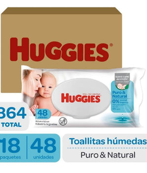 Caja De Huggies Puro Y Natural 18 Paquetes De 48 Unidades