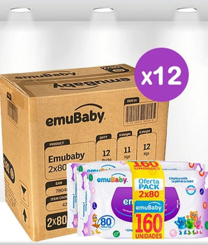 Caja De Toallitas Emubaby Sin Tapa 12 Pack De 160 Unidades