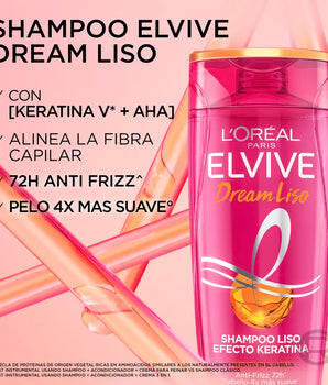 SHAMPOO ELVIVE DREAM LISO 370ML EFECTO KERATINA